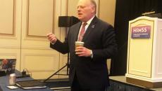 HIMSS President and CEO speaks at a press conference during HIMSS25.